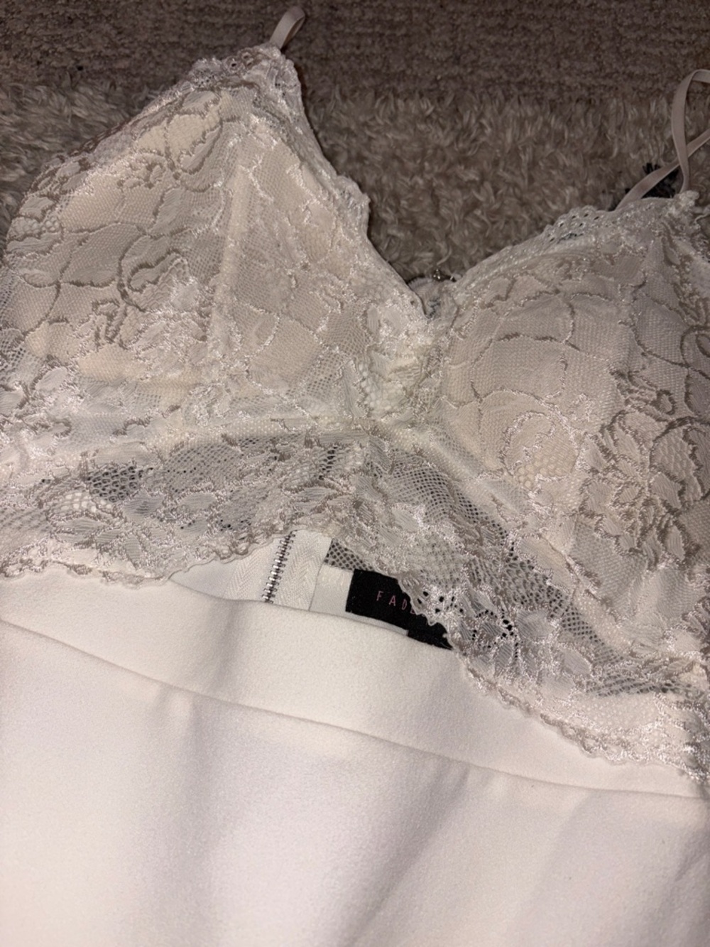 Lace Trim White Bodysuit - Picture 2 of 2